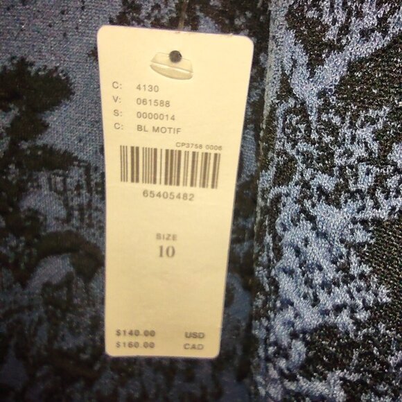 Anthropologie Jacquard Blue & Black Cut-Out Mini Dress NWT Size 10 - Picture 13 of 14